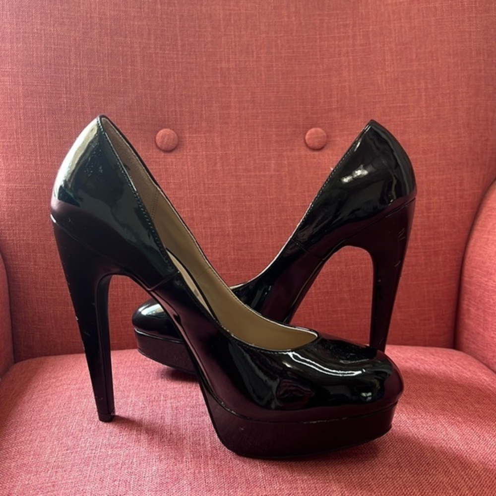 ELLE SHINY‎ BLACK PUMPS SIZE 10 MEDIUM